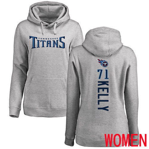 Tennessee Titans Ash Women Dennis Kelly Backer NFL Football #71 Pullover Hoodie Sweatshirts